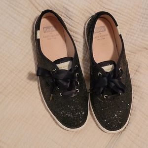 Keds Kate Spade black glitter shoes. Size 6